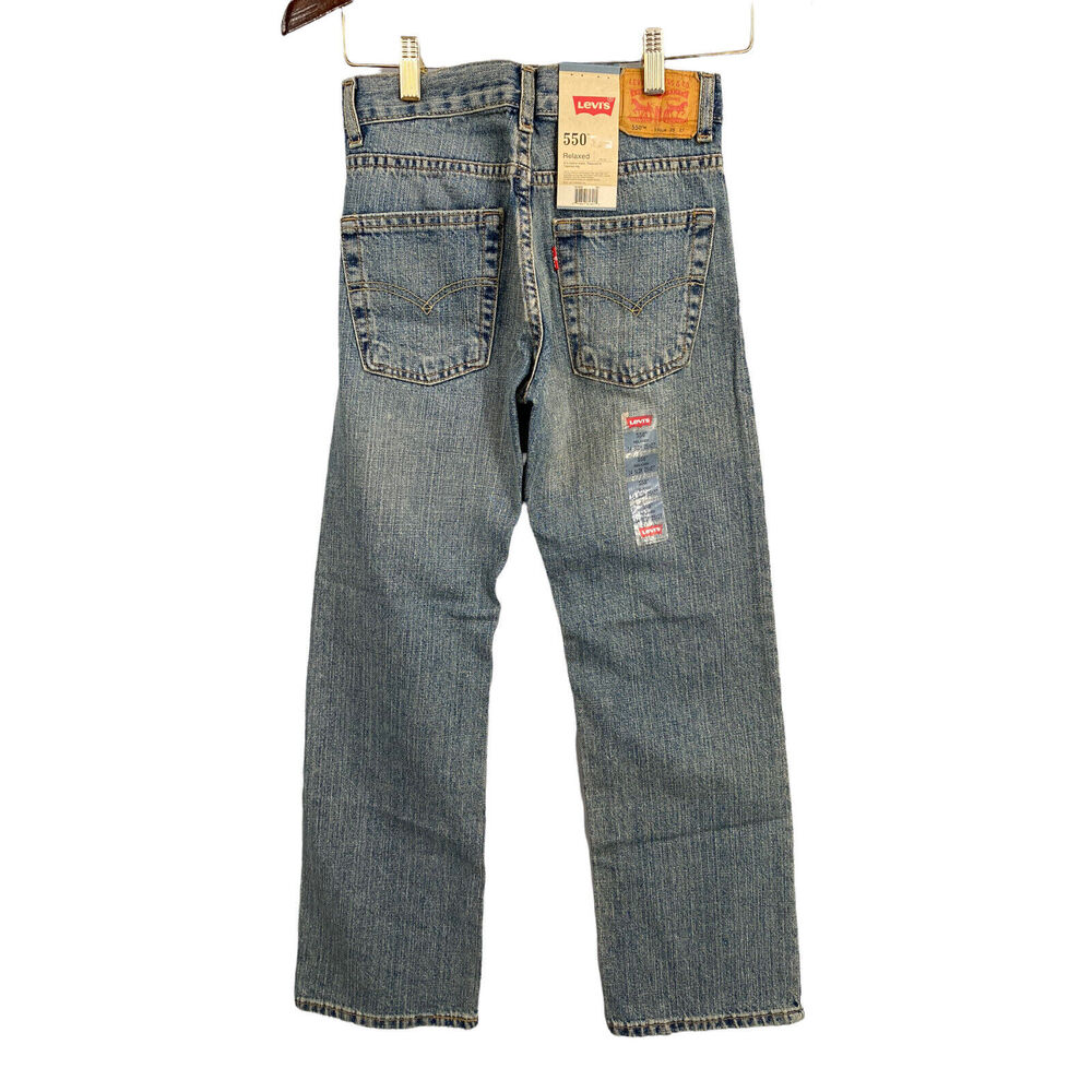 Levis 550 Relaxed Jeans Boys 14 Slim 25x27 Blue Denim NWT Straight Leg Kids